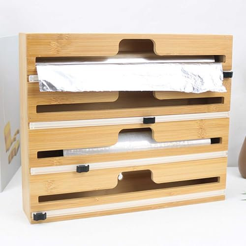YIMBFCA Folienspender mit Cutter,4 in 1 Folienschneider Frischhaltefolie Abroller & Schneider für 30cm Lange Frischhaltefolie,Alufolie Und Backpapier,Frischhaltefolienschneider