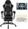 WOLTU Gaming Stuhl mit Massagefunktion, Computerstuhl Ergonomisch, Taschenfederkissen, Lendenmassage, Kopfkissen, Fußstütze, Drehstuhl, 150 kg, Netzstoff, Schwarz+Grau
