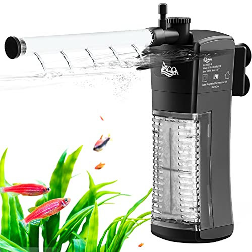 AQQA Aquarium Filter,Einstellbare Aquarium Innenfilter,Leiser 8.5W Aquarien Schwammfilter mit 300L/H Wasserpumpe,Aquarium Pumpe mit Filter for up to 120L Aquarium