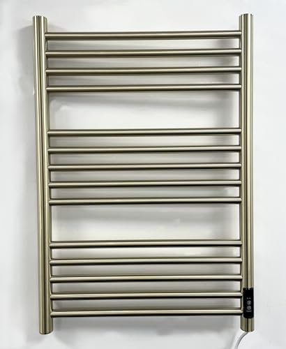 Manissa Siena Brushed Brass Stainless Steel Electric Heated Towel Rail 500mm W x 720mm H Energy Efficient Towel Radiator