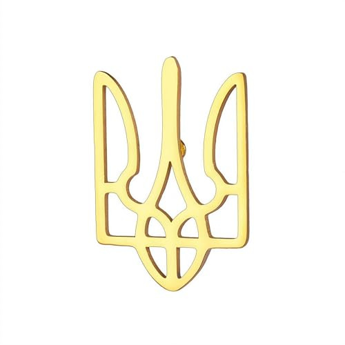 Ukraine in the Heart Dreizack Broschen Metall Badge Button Pins Ukraine Golden Dreizack Ukraine Stolz Pin I Stand mit Ukraine Revers Nationalflagge Pin Badge, Emaille, Kein Edelstein