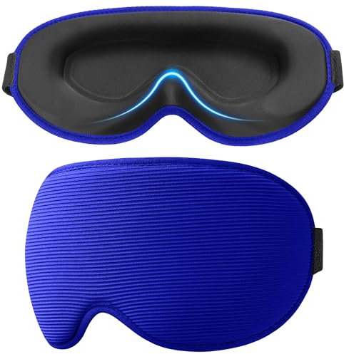 Gritin Schlafmaske für Seitenschläfer, Upgrade 3D Augenhöhlen Schlafbrille mit Verstellbarem Gummiband, Lichtblockierend & Atmungsaktiv, Augenmaske für Männer & Frauen -Marineblau