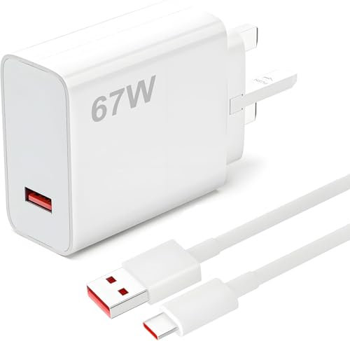 67W USB Plug Turbo Charger for Redmi Note 14 13 12 11 Pro,6A Fast Charger Plug with USB C Turbo Charging Cable 1M,Travel Wall Plug Charger Power Adapter for Xiaomi 15 15 Pro 14T 13 POCO X7 Pro X6 X