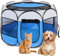 Welpenauslauf Faltbar, Welpenlaufstall Tierlaufstall Laufstall Hund, 74x74x43cm, Katzengehege Outdoor & Indoor, Oxfordgewebe, für Hunde, Katzen, Hasen, Kleintiere (Blau)