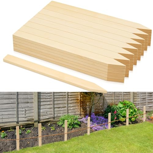 Colingmill 48 Stück Gartenpfähle aus Holz, 43,2 cm, Güteklasse und Vermessungspfähle aus Holz für Pflanzenstütze, Schlammzaun, Hof, Bauernhof, Vermessung, Grenzen, Grundlinien