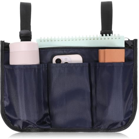 Wheelchair Side Bag with Cup Holder, Wheelchair Armrest Pouch Multi-Pocket Organizer Armrest Accessories for Wheelchairs Walker Rollator Scooters Ideal Gift for Mother's Day & Father's Day