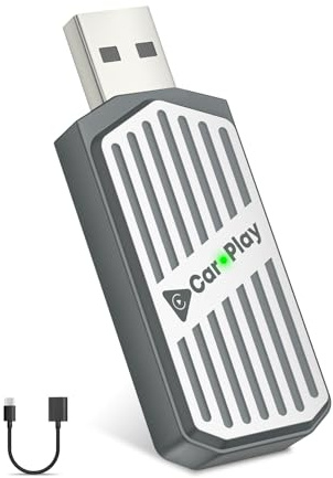 Wireless CarPlay Adapter, for Apple iPhone & Android Auto UK | Convert Wired Car Play to Wireless, Mini Plug & Play, USB/USB-C Adapter, Fast Auto Re-Connect
