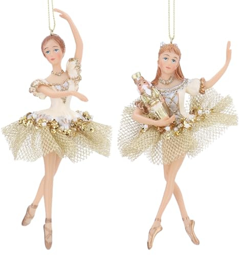 Gisela Graham Clara and Sugerplum Fairy Christmas Tree Decorations, Set of 2