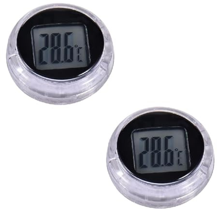 2 Stücke Motorrad Uhr, Hochwasserdichtes Temperaturmessgerät Zum Aufkleben, Aufklebbare Taschenthermometer Mit Digitalanzeige, Auto Temperaturmesser 28mm, Für Motorräder, Dashboards, Badezimmer