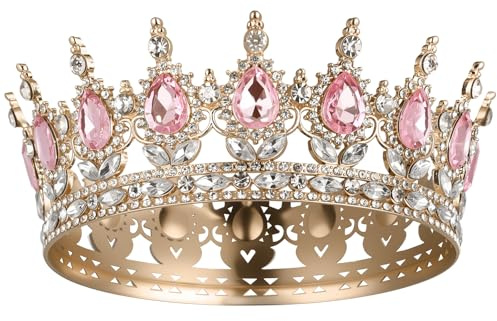 AOOSA Diademe Femme, Couronne Gateau Princesse Strass, Or Rose