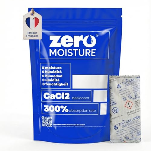 Zero Moisture 50x5g Bustine Assorbi Umidità 10x più Efficaci del Silica Gel | Antimuffa potente per armadio e vestiti, assorbi odori per ambienti: sacchetti per cassetti, biancheria, auto e stampanti 3D