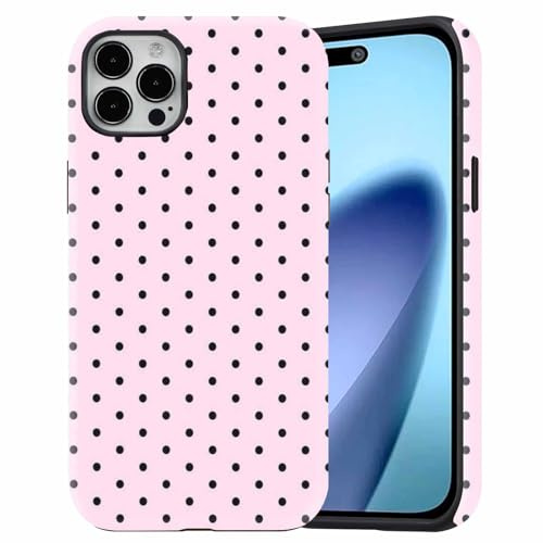 Dahimomo Cute Case for iPhone 11 Pro 5.8, 2-in-1 Black Polka Dot Print Girly Aesthetic Design Pattern, Shockproof Bumper Slim Protective Cover for Girl Women, Pink