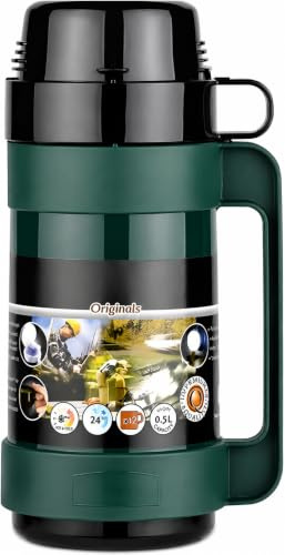 Glass Vacuum Flask Hot & Cold Insulated Thermal Jug | Double-Walled Leakproof Design | Keeps Drinks Hot or Cold 24H | Eco-Friendly Reusable Thermos for Tea, Coffee, Water (Green, 1000ml)