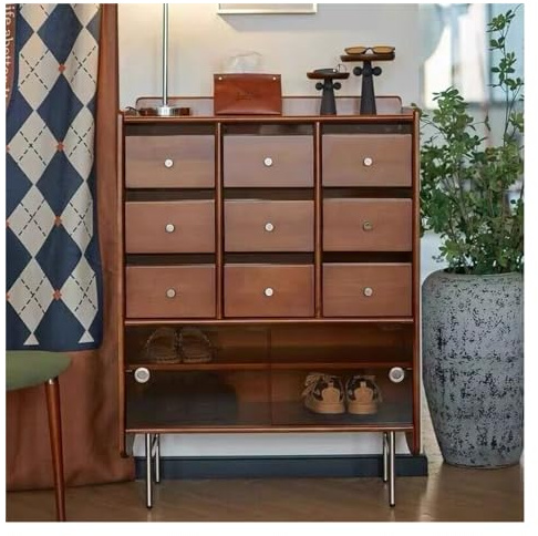 Zhaoj24-05 Kommoden und Schubladen Kommode aus massivem Holz, Kleiner Haushaltsschrank, antiker Sideboard, Aufbewahrung, Wohnzimmer, Schlafzimmer, Kartentürschrank