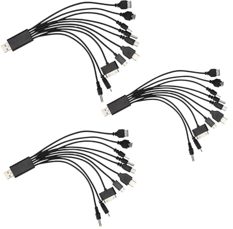 Hehglng 3Pcs Black 10 in 1 Universal USB Cable, Multiple Universal Charging Cable for Cell Phones Blutooth Earphone Speaker Adapter Cable, 20cm Data Cable,Cables and Interconnects,USB Cables