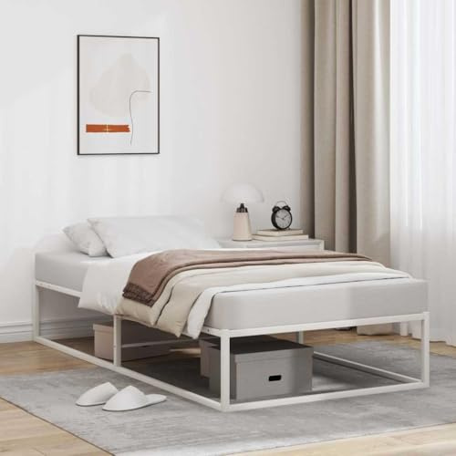 Owox Metallbett Weiß 90x200 cm, Lattenrost, 32,5 cm Höhe, Stauraum unter Reisebett, modern, stabil, für Jugend-, Gäste- und Schlafzimmer