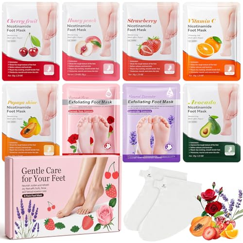 Fußmaske für trockene, rissige Füße, 8 Stück, Fußmaske für Damen und Herren, feuchtigkeitsspendende Fußmaske, Socken, feuchtigkeitsspendende Fußpflege, Spa, Geschenke, Partygeschenke