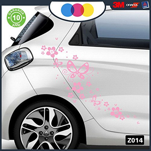 Adesivi per Auto - Fiori E Farfalle- Auto Macchina - novità!! Auto Moto Camper, Stickers, Decal (Rosa)
