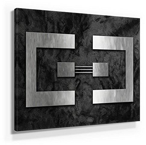 JACK DYRELL SILBER AUF GRANIT - XXL BILD - KUNST - XXL 50x50cm, Leinwand auf Holzrahmen aufgespannt, UV-stabil und wasserfest, XXL Deko Bild abstrakt FineArtPrint Wandbild für Büro oder Wohnzimmer