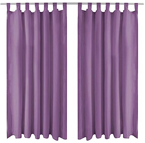 vidaXL 2X Vorhang Mikro-Satin mit Schlaufen Schlaufenschal Ösenschal Blickdicht Gardinen Vorhänge Kräuselband Gardine 140x225cm Lila