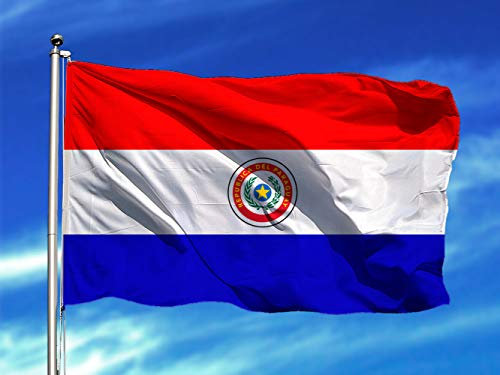 Bandera de Paraguay 85x1,50cm | Reforzada y con Pespuntes | Bandera Con 2 ojales Metálicos y Resistente al Agua