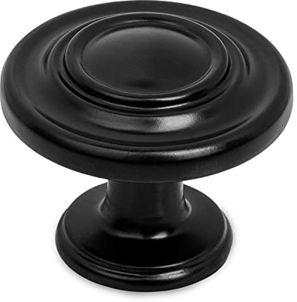 Ilyapa Schrankknöpfe, verschiedene Designs und Packungsgrößen zur Auswahl. Pack of 10 Flat Black - Round Ringed