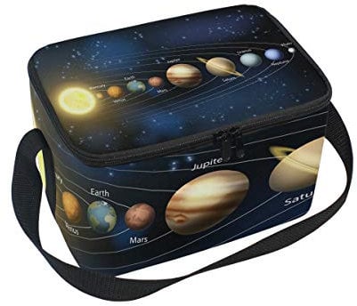 Linomo Planet Solar System Lunch Box Insulated Lunch Bag, Cooler Lunchbox Lunch Tote Bag Handbag Reusable Bag for Kids Women Men