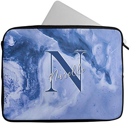 Personalised Any Name Marble Design Laptop Case Sleeve Tablet Bag Chromebook Gift 36 (12-13 inch)