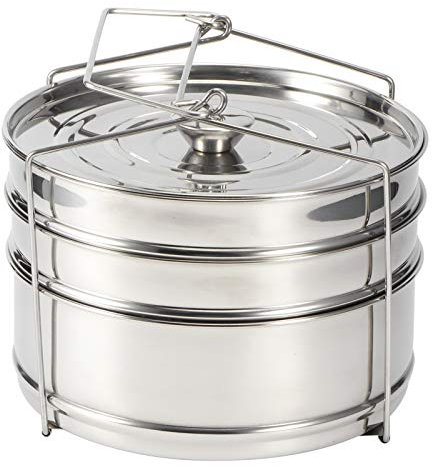 Edelstahl Dampfgarer 19cm Durchmesser 3 Stufige Stapelbare Schnellkochtopf Dampfkorb Kochtopf Dampfgartopf Dünsteinsatz für Gemüse Reis Pasta, Spülmaschinengeeignet