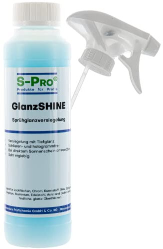 S-Pro GlanzSHINE Sprühglanzversiegelung Oberflächenversiegelung, 250ml, für matte bis hochglanz Oberflächen, Versiegelung für Auto, Motorrad, Bad, Glas, Metall, Lack, Kunststoff