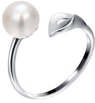 VIKI LYNN Offener verstellbarer Perlenring aus 925 Sterling Silber und 8–9mm Süßwasserperle knopf für Frauen