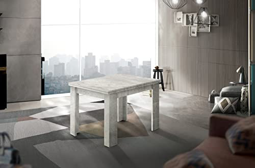web-furniture Jesi Küchentisch, 90 cm, ausziehbar, Melamin, Beton, extra groß, 49 Einheiten