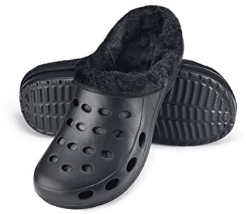 ESTRO Pantofole Donna Invernali Chiuse - Ciabatte Giardino Uomo Zoccoli Gomma con Pelo Zoccoli Donna Invernali A01 (36, Nero)