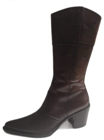 Stivali texani donna NeroGiardini ART. 972 tacco 60 altezza mezza gamba con cerniera laterale interno gamba ed elastico laterale polpaccio vera pelle colore testa di moro (38)