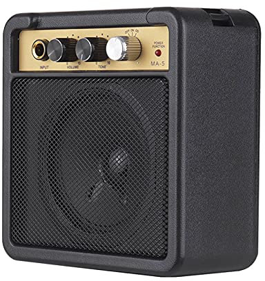 Jpdisdd Mini Amplificatore per Chitarra Amp Speaker 5W Ingresso da 6,35 Mm Uscita Cuffie da 1/4 di Pollice Supporta La Regolazione Tono Volume