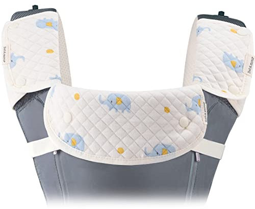 bebear Beißkissen für Babytrage, 100% Baumwolle Sabber Lätzchen für Babytrage Neugeborene bis Kleinkinder, 3PCS Baby Beißkissen für Jungen/Mädchen (Blue Elephant)