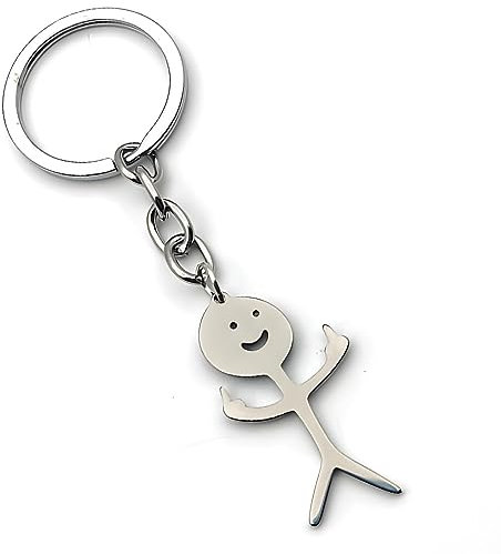 PLABBDPL 1 pcs drôle Smiley Figurine de visage langue des signes porte-clés doigt Stickman mignon tendance sac clé de voiture pendentif Couple cadeau porte-clés.