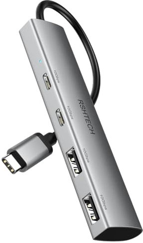 RSHTECH 4-Port USB C Hub 10Gbps, Aluminum USB-C Splitter 3.2 for MacBook Pro/Air, iPad Pro, Surface Pro and More (RX05)