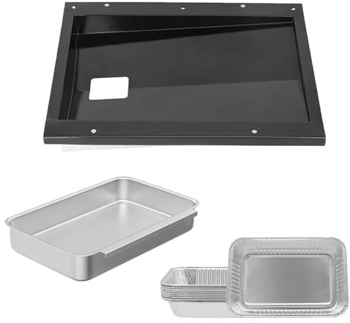 69804 Fettwanne für Weber Spirit 300 Serie, Auffangwanne Teile für Spirit E/S310 E/S315 E/S320 E/S330 E335 mit 83156 93305 Auffangwanne und 10 Stück Aluminium-Tropfwanneneinlagen, 44,8 cm L x 42,5 cm