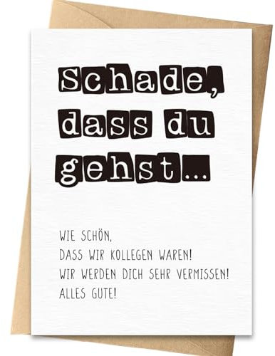 BOYATONG Abschiedskarte Kollegen, Karte Abschied Kollegin & Kollege, Abschiedsgeschenk für Jobwechsel Rente, Geschenke zum Abschied eines Kollegen mit Umschlag, A6
