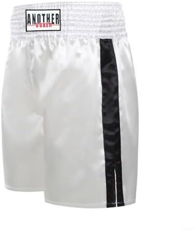 URPIZY Short de Muay Thai pour homme et femme - Coupe ajustée - Short de boxe MMA, kickboxing - Vêtements d'arts martiaux (M, blanc)