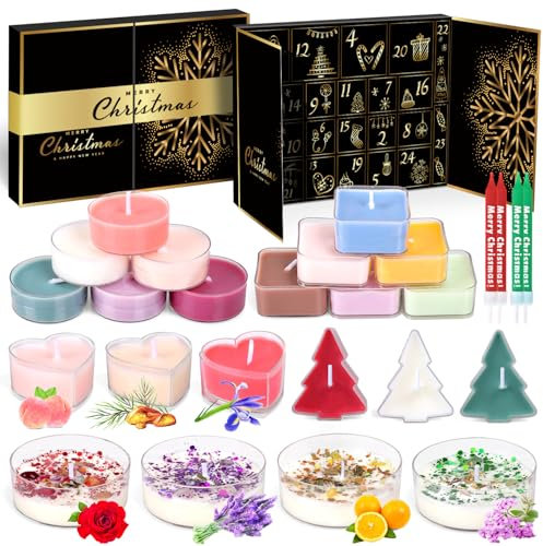iZoeL Adventskalender Kerzen Adventskalender 2024 Frauen Mädchen Duftkerzen Kerzenkalender 24 Tage Countdown Weihnachtskerzen-Geschenk für Mama, Ehefrau, Schwester, Freundin