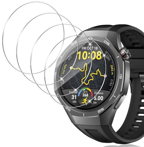Yenwen Protector de Pantalla para Huawei Watch GT 5 Pro (46MM), 4 Piezas Dureza 9H Película Vidrio Templado, Anti-arañazos Cristal Templado para Huawei Watch GT5 Pro 46MM