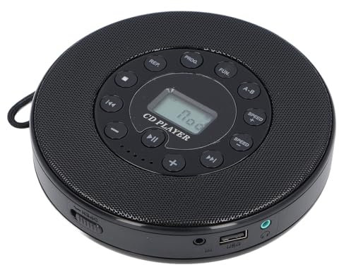 CD Player Portable, Bluetooth Desktop CD Player with Speaker, Anti Skip CD Player for Car MP3 Support Recording to USB Built in Microphone, 2000mAh Battery (Black)