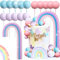 LaVenty 16 PCS Purple Rainbow Ball Cake Toppers Colorful Rainbow Cake Topper Pastel Color Balls Cupcake Toppers for Birthday Baby Shower Wedding Party