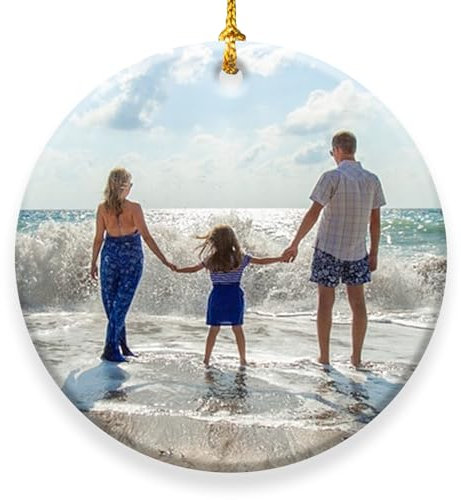 Personalisierter Christbaumschmuck,Individuelle Foto-Flachform-Dekorationen,Fotodekoration aus Keramik Oder Acryl, Familie,Freunde,Weihnachtsbaumschmuck für Zuhause (Stil-D)