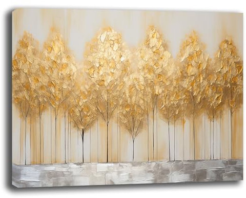 Quadro Moderno Soggiorno ALBERI ORO GOLD 70x100 cm Quadri moderni da Parete grande XXL Stampa su tela Canvas Decorazione Murale muro Arredo Camera da letto Cucina (12, 70x100 cm, Canvas intelaiato)