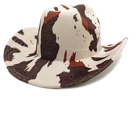 HKYBCF Cowboyhut Sonnenhut mit Leoparden-Kuh-Print, Retro-Stil, verstellbar, for Outdoor-Aktivitäten, Reiten, Wandern(Color 02)