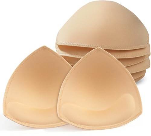Adamotto Bra Pads Inserts for Women, 4 Pairs Removable Sewn-Edge Sports Cups, Breathable & Comfortable Reusable Swimsuit Padding for Bikini Top, Bathing Suit
