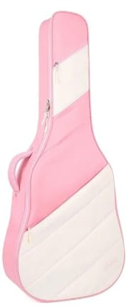 AMEEDA Gitarrentasche Akustikgitarrentasche 41 Zoll, hochwertige Gitarrentasche for Folk-Musik, 40 Dicke Gitarrenrucksack-Schutzhülle(Pink with Rice White)